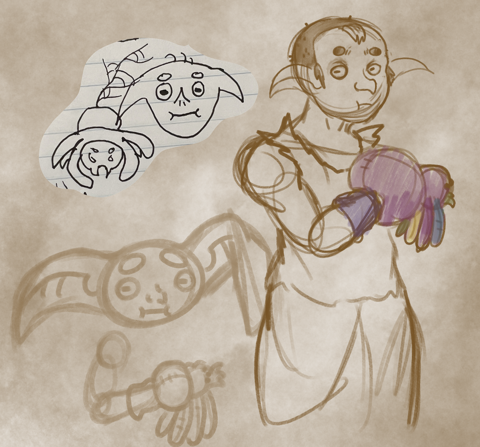 goblin with spider puppet.png