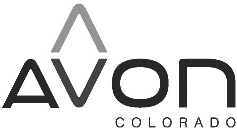 Avon Colorado logo with stylized mountain icon and black text.