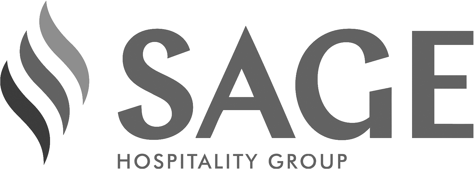 SACE Hospitality Group logo featuring stylized flames in gray scale.