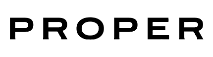 PROPER logo in black and white.