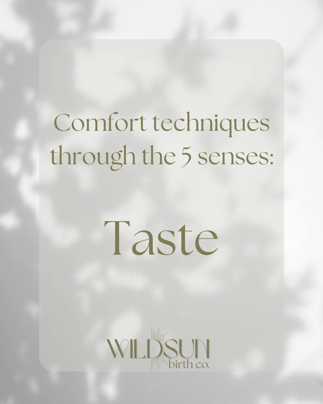 Comfort through the 5 senses: taste