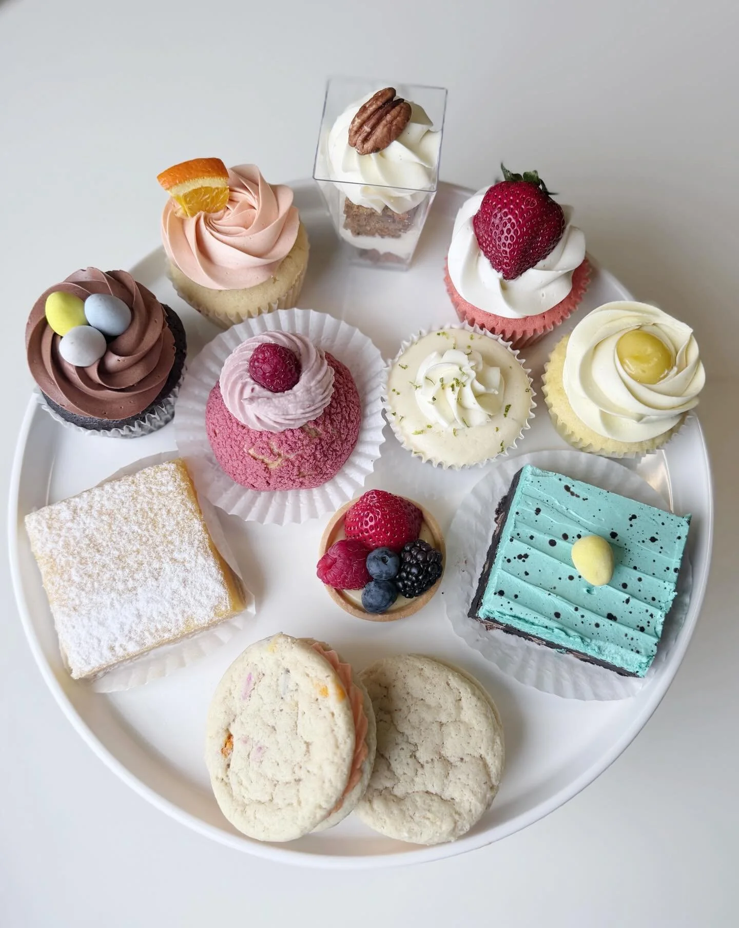 It&rsquo;s been a crazy morning! So crazy that I forgot to post!

Open today until 3pm with lots of festive desserts for your Easter table.

Cupcakes
Chocolate nest
Double lemon
Mimosa
Strawberries and cream 

Desserts
Carrot cake parfaits 
Mini egg 