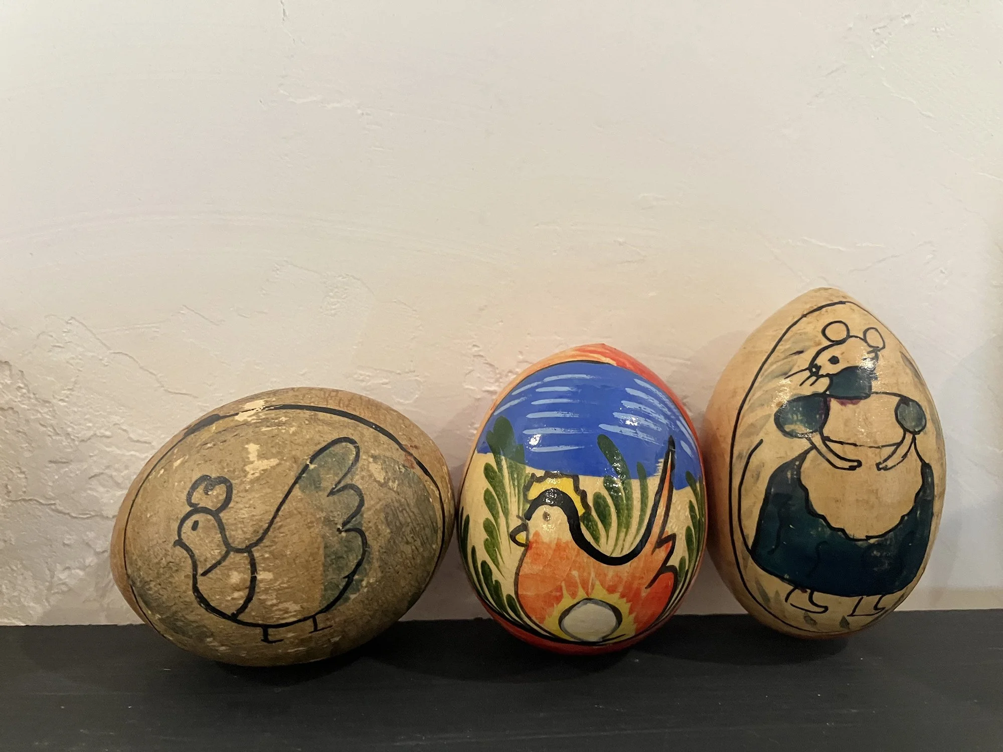 Eggs,
1965, Russian, paint on wood, 2 3⁄4 x 2 x 2” inches
