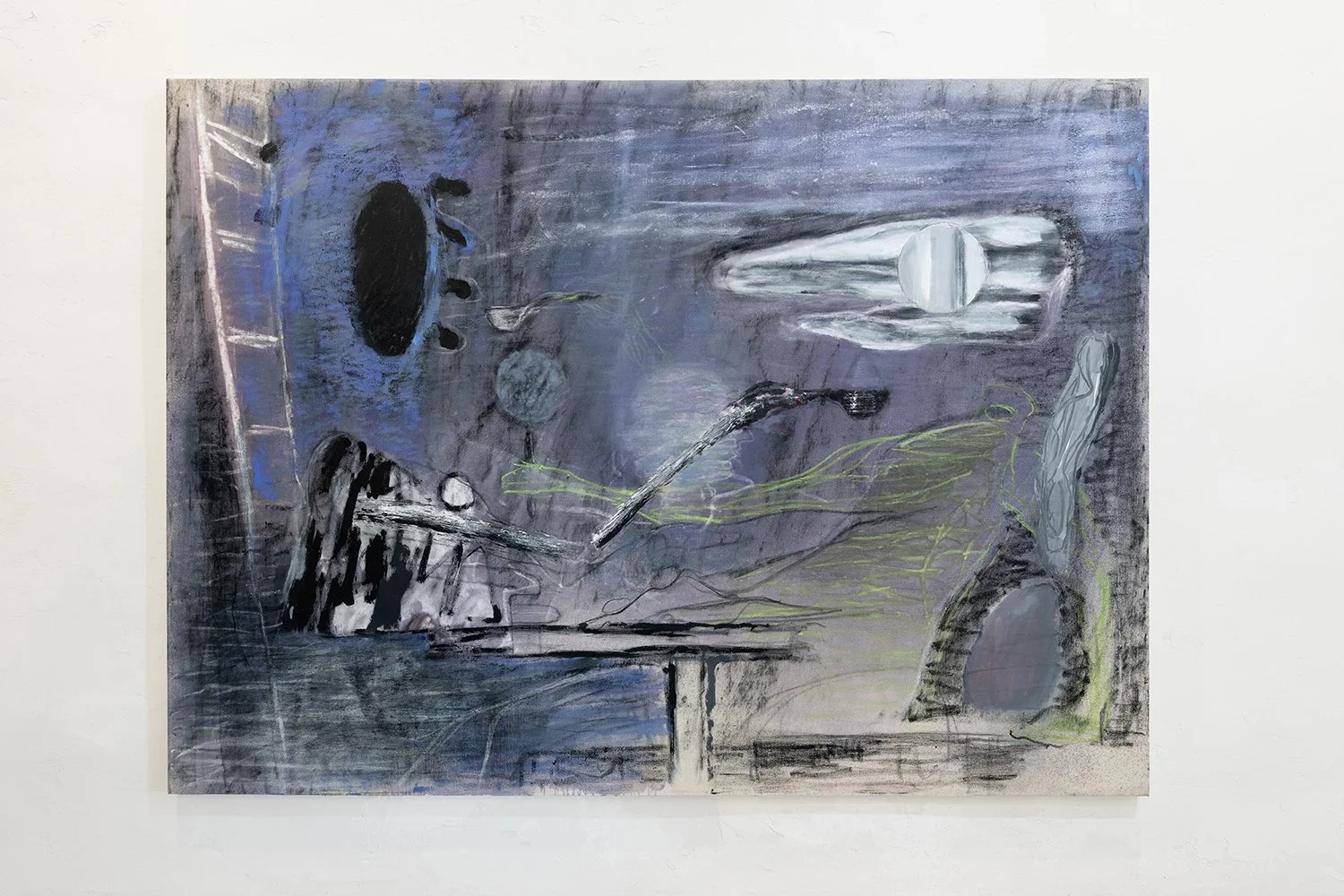 Paul Whiting,  Mirror and Wolf ,  2026, charcoal, chalk, dispersion, oil paint stick on canvas, 66 x 90 inches
