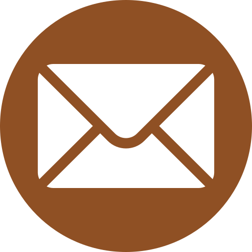 Email icon with envelope inside a brown circle.