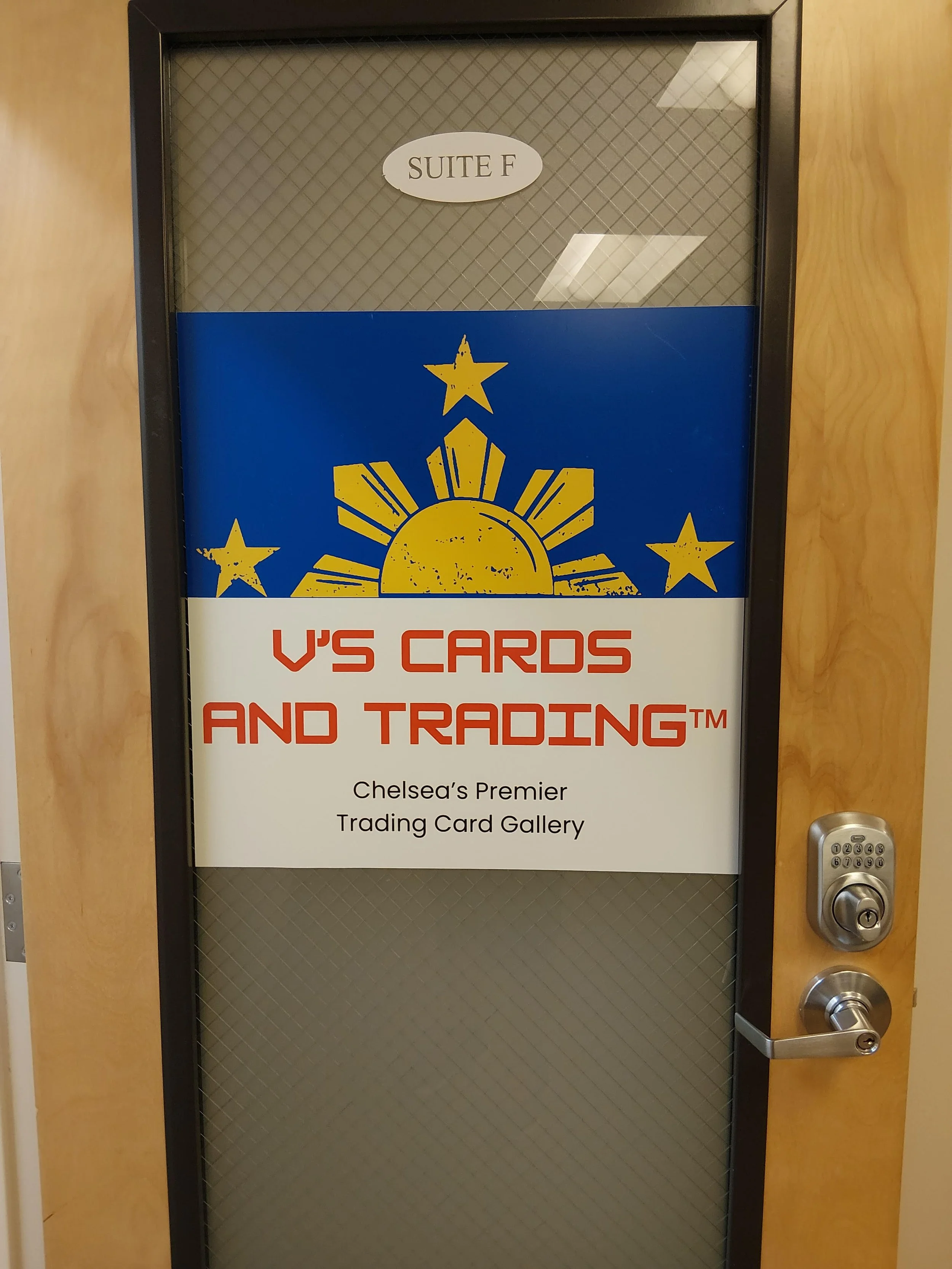 We have a door sign! Find us at Suite F.