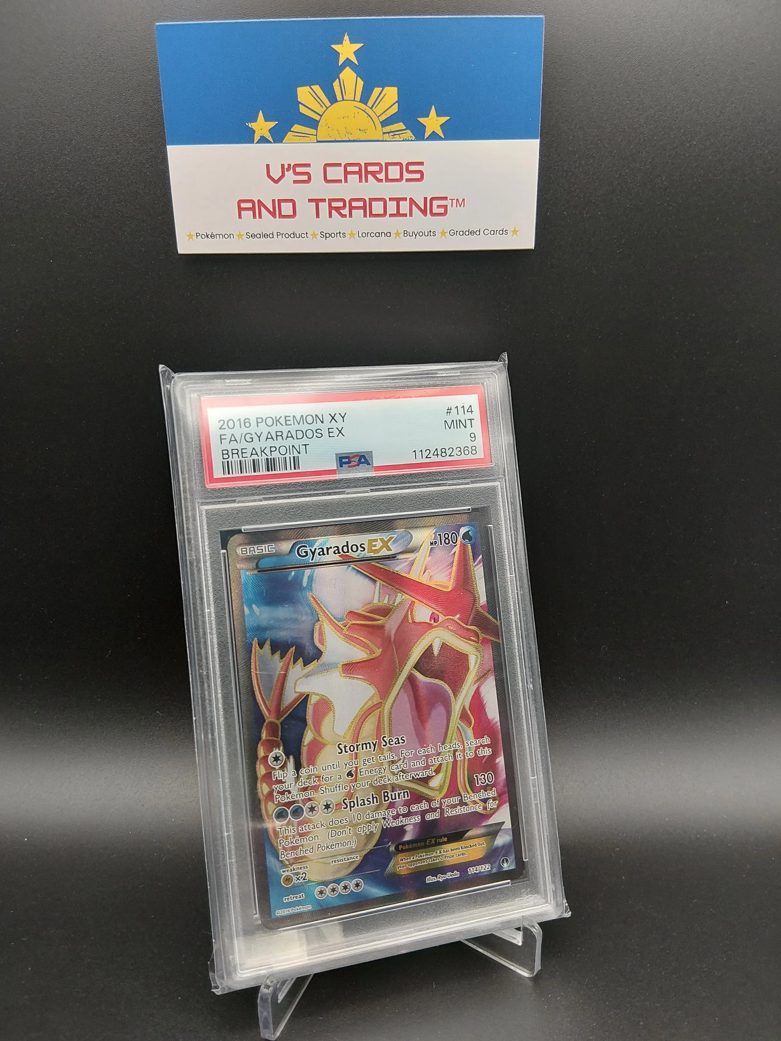 2016 POKEMON XY BREAKPOINT #114 FA GYARADOS EX PSA 9
