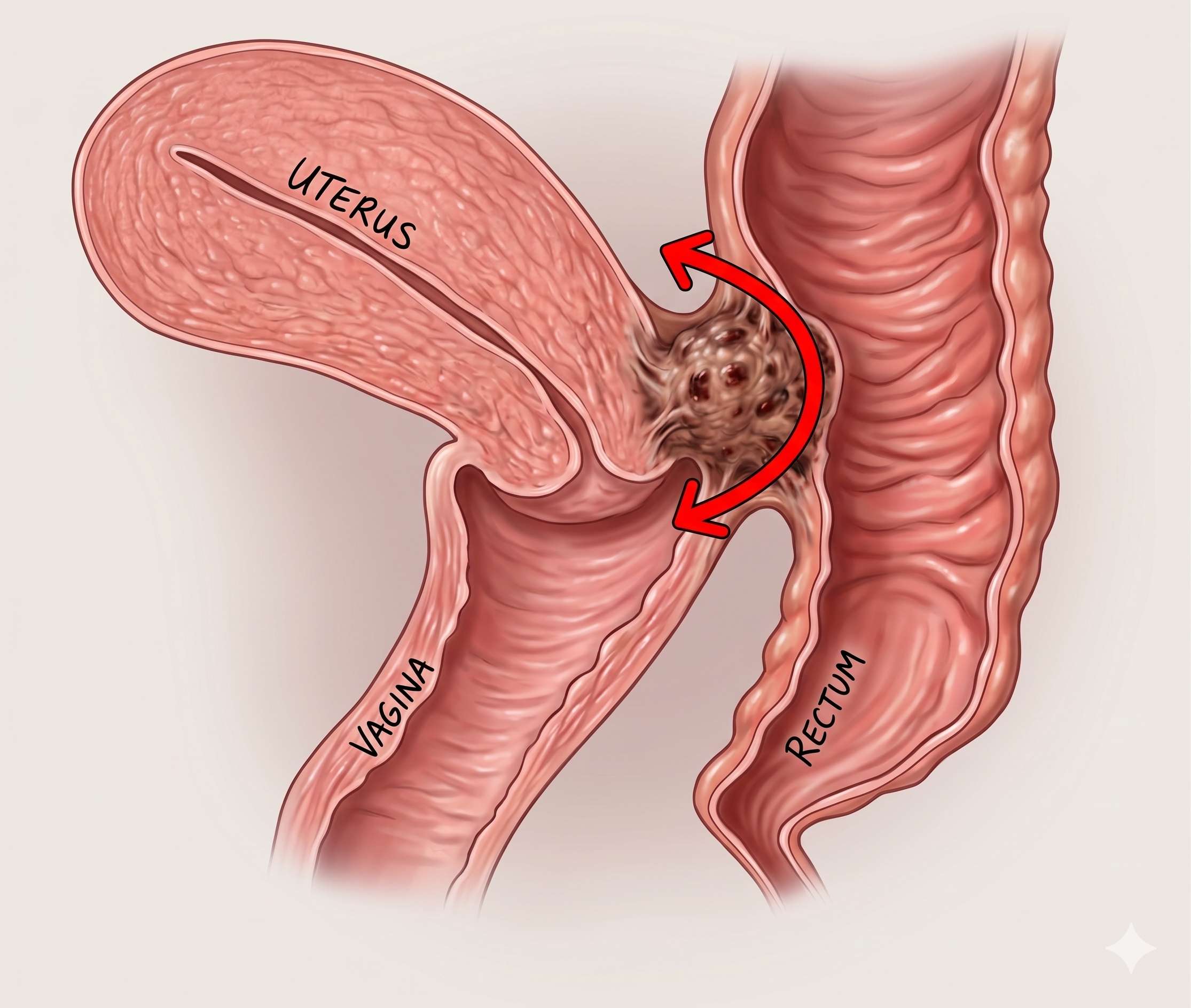 an endometriosis nodule between cervix and rectum