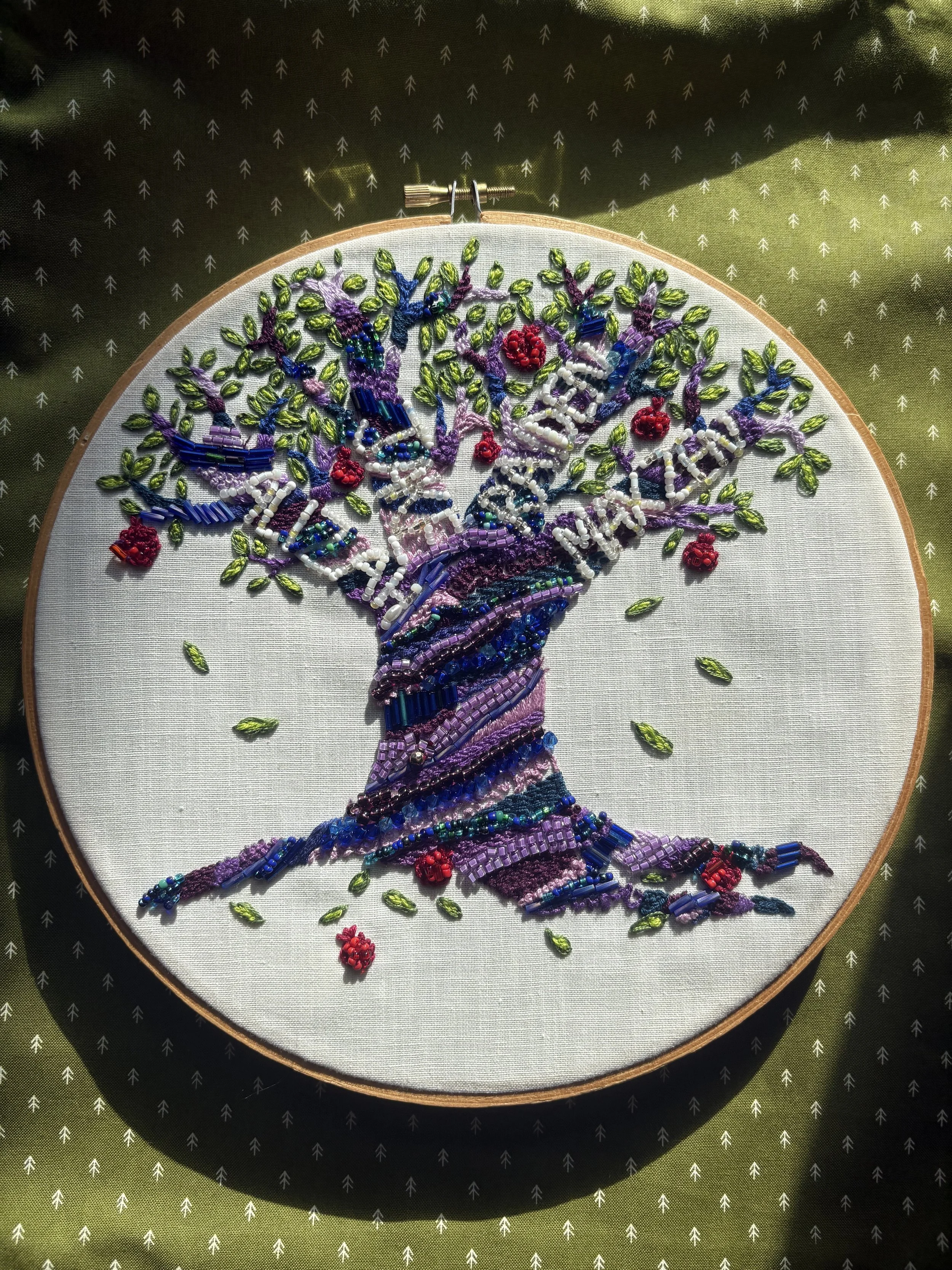 Custom work , bead and thread on linen (2025)