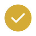 A gold circle with a white checkmark inside.