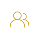 Icon of two gold human silhouettes, one larger and one smaller, with a circular arrow forming a loop between them indicating sharing or transfer.