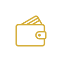A simple illustration of a wallet with a few paper bills sticking out of it.