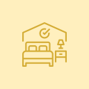 Bedroom with bed, nightstand, lamp, and a ceiling fan.