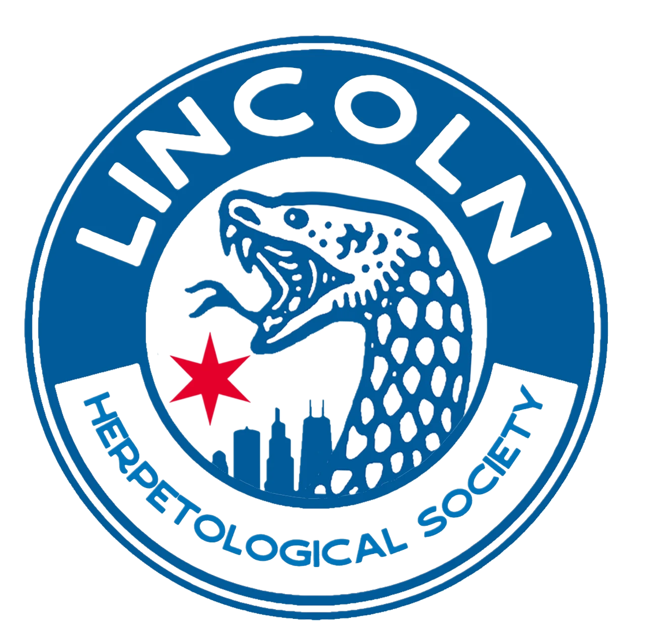 Logo of the Linnean Society of London featuring a blue and white circular design with a dinosaur head, a red star, and skyline silhouettes, and the caption 'Linnean' and 'Hepetological Society'.