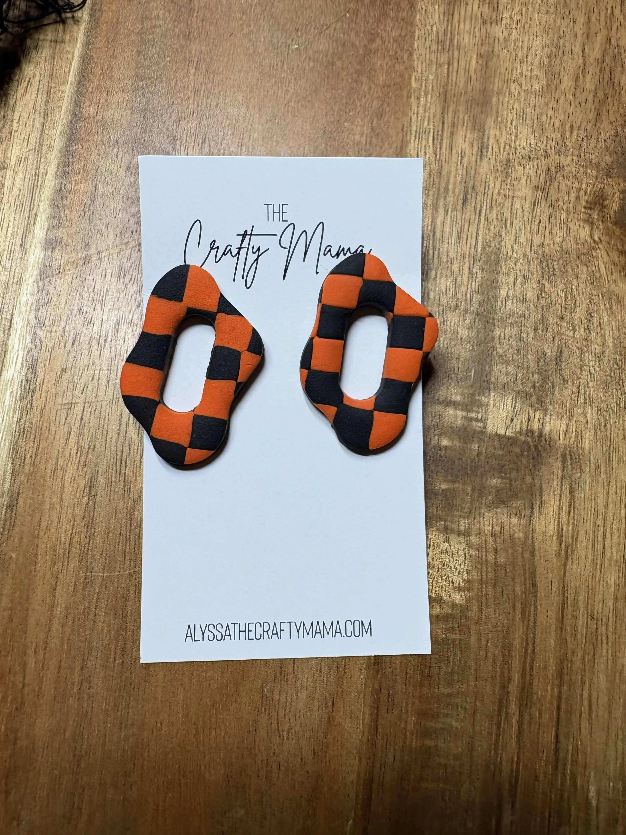 abstract checkered earring