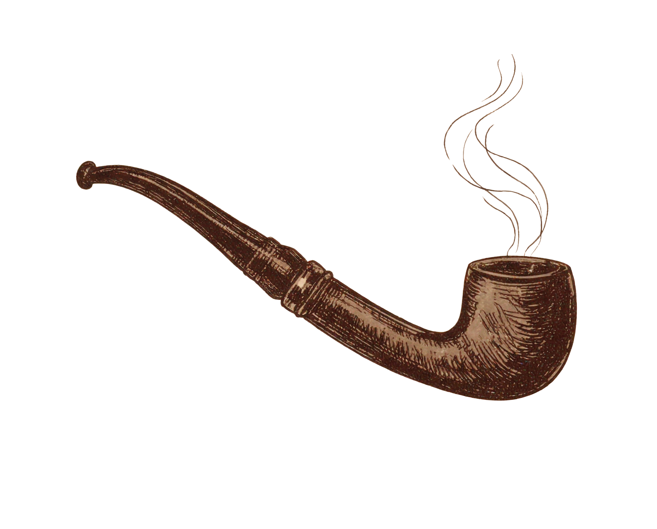 A hand-illustrated pipe with steam rising from its bowl.