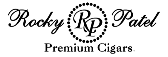 Logo for Rocky Patel Premium Cigars with a decorative circle around the initials 'RP' and stylized text.