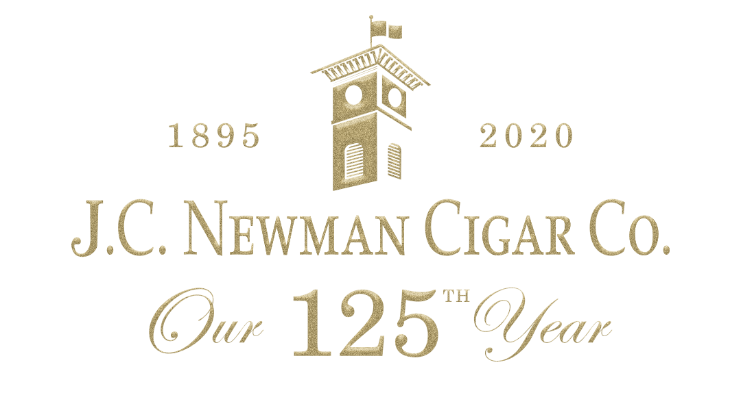 Logo celebrating 125 years of J.C. Newman Cigar Company, with a tower graphic and dates 1895 to 2020.