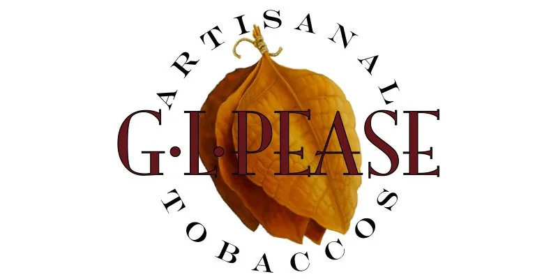 A yellow and brown tobacco leaf with overlaid text that reads 'G. PLEASE' and a circular text surrounding it that says 'ARTISANAL TOBACCO.'