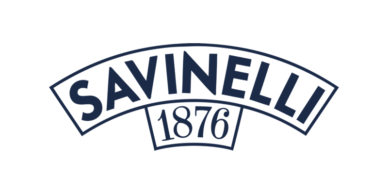 Savelli logo with the year 1876 in blue text on a white background.