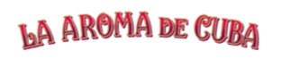 Text that reads 'LA AROMA DE CUBA' in pink and black lettering.