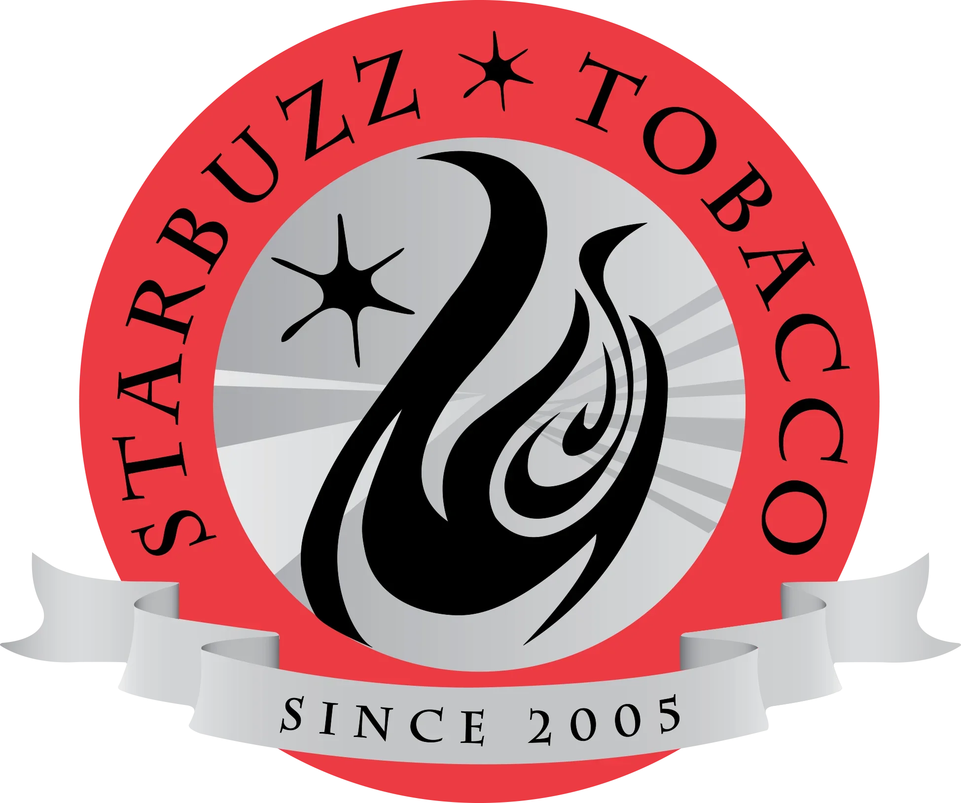 A circular logo with a red outer ring and a gray inner circle, featuring a stylized black number 2 with decorative elements, surrounding the words "Since 2005" at the bottom with white ribbon-like banners, and the words "Arabuzz to B" at the top.