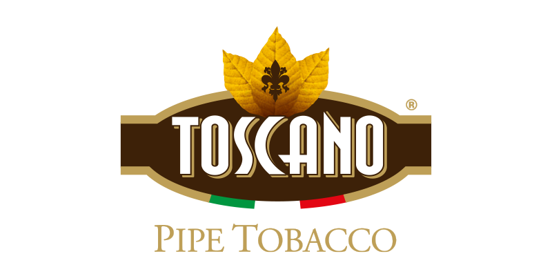 Toscano restaurant logo with a yellow leaf and a fleur-de-lis symbol above the name, and an Italian flag below.