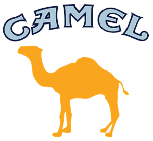 A logo with the word 'Camel' in stylized font above a silhouette of a camel in orange.