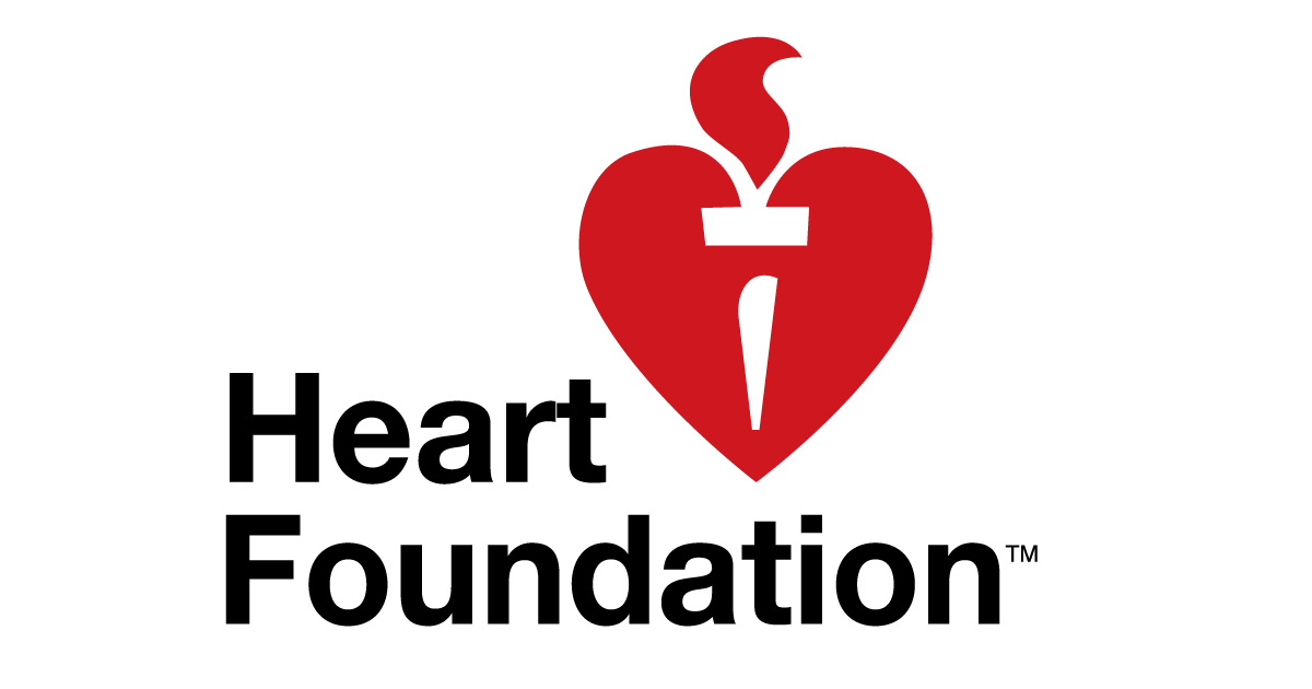 Logo of the Heart Foundation, featuring a stylized red heart with a torch inside it and the words "Heart Foundation" underneath.