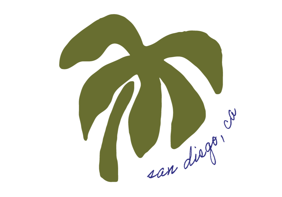 green chunky monotone palm tree with san diego written in script