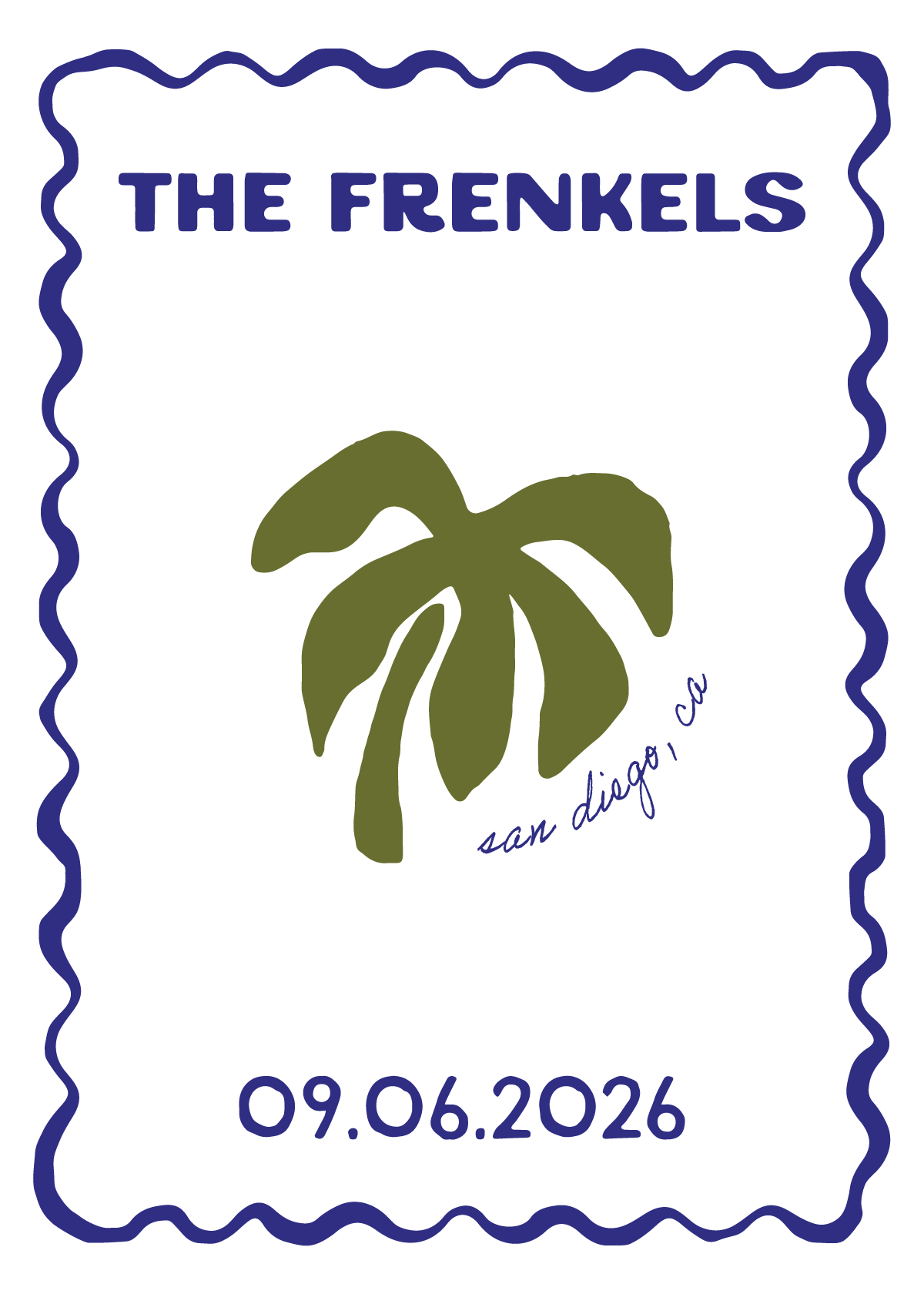 green palm tree illustration with san diego written in script