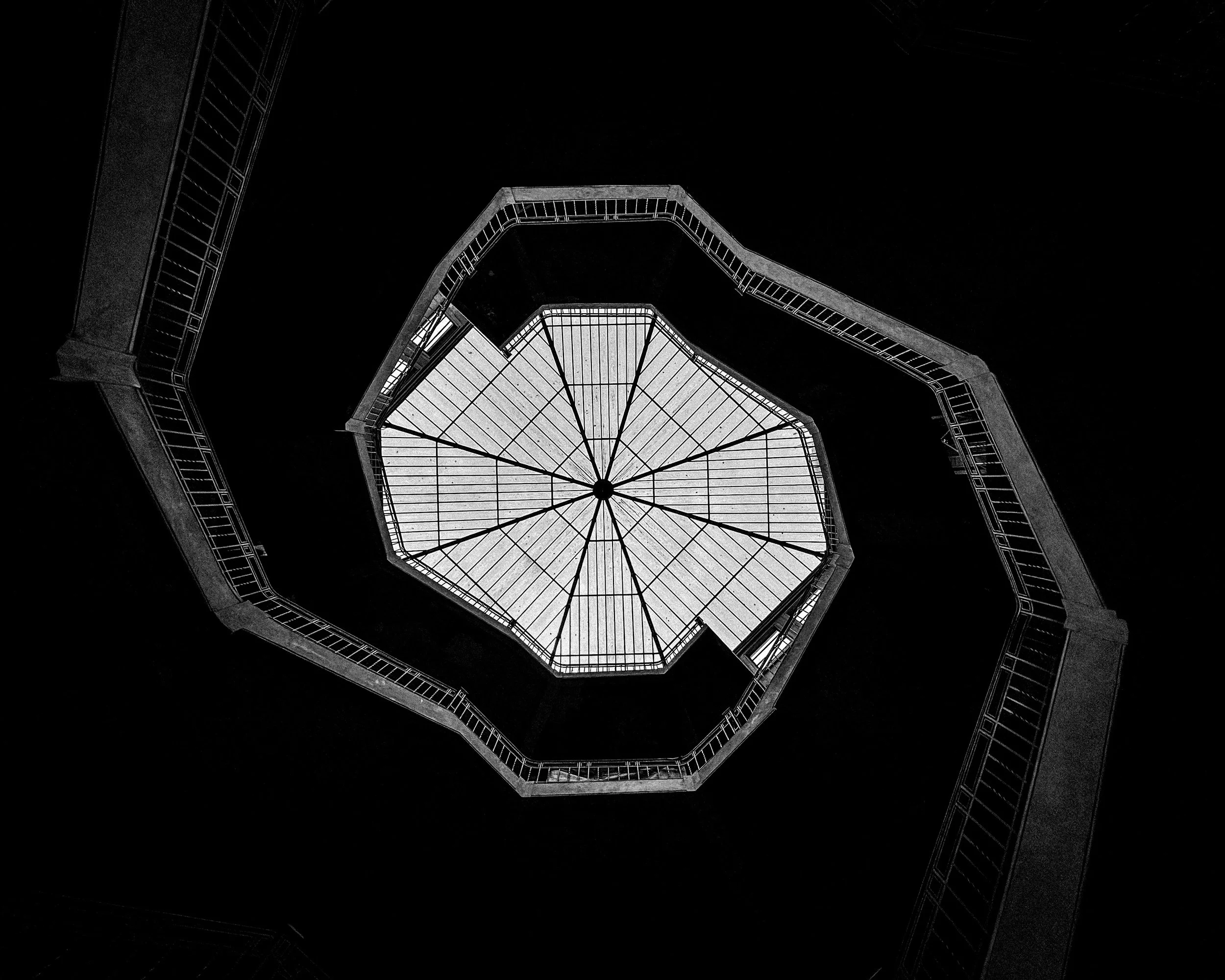Spiral staircase and glass dome in Valparaiso, Chile. Photography by Thomas Dohm