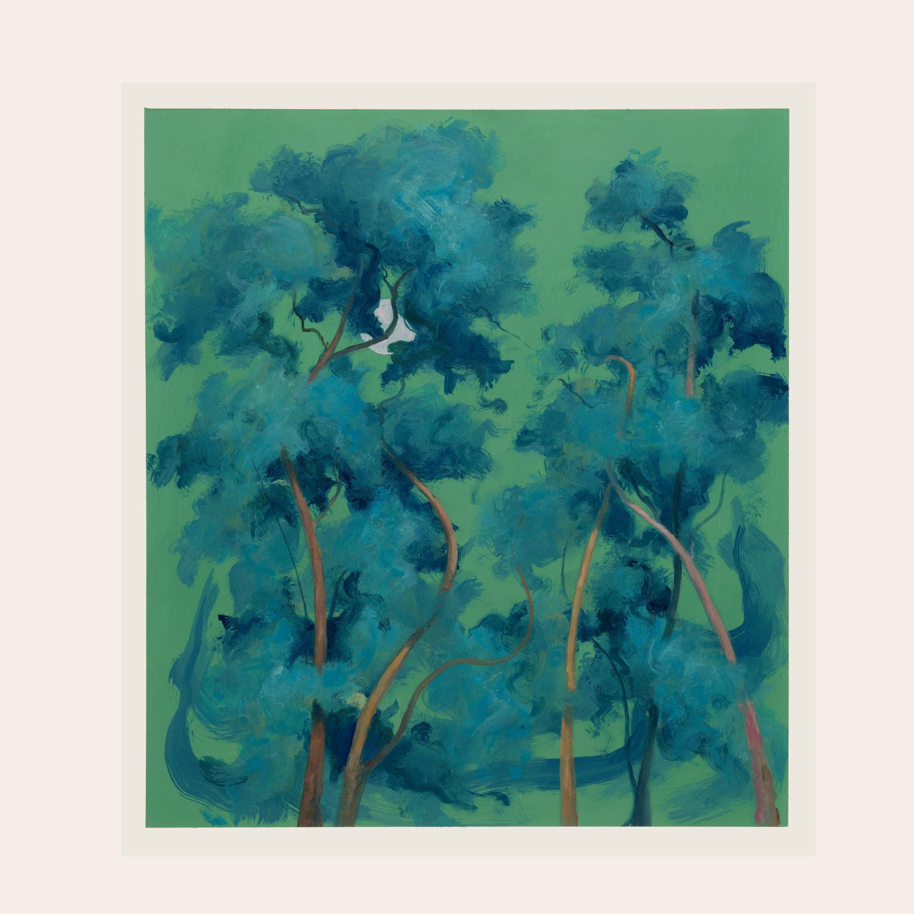 Trees on arsenic with moon I 
Oil on paper
51 x 46 cm
£850 