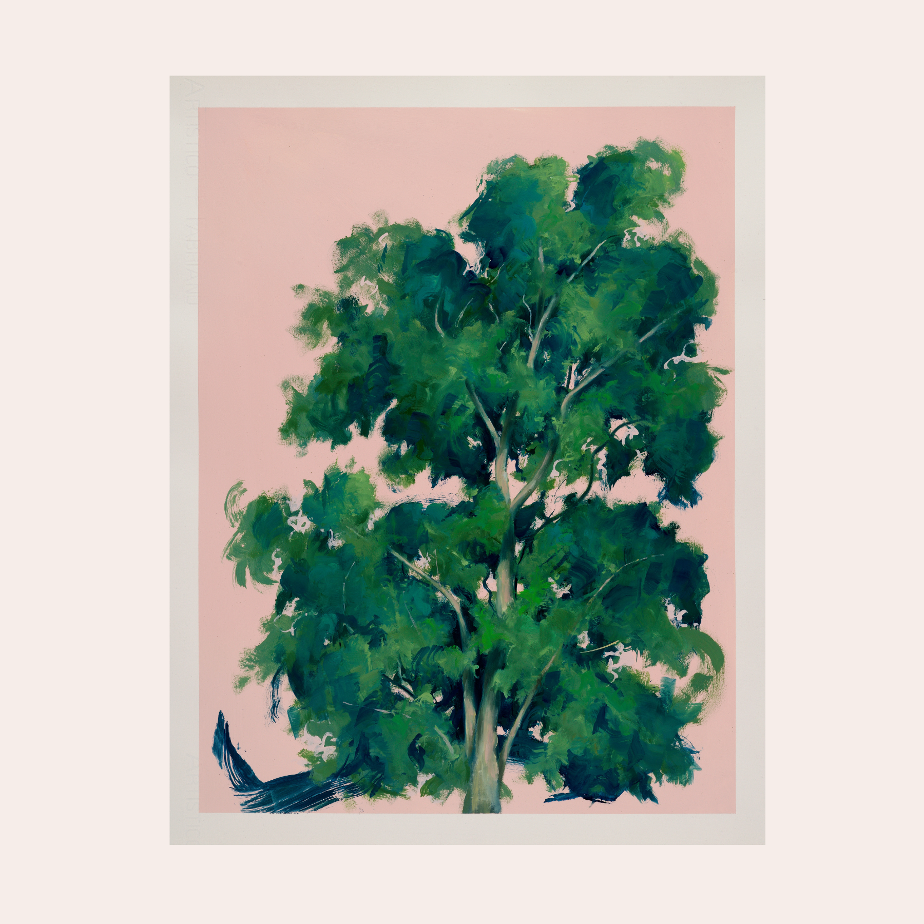 Tree on a pink ground  
Oil on paper
58.5 x 45.5cm
£1,300