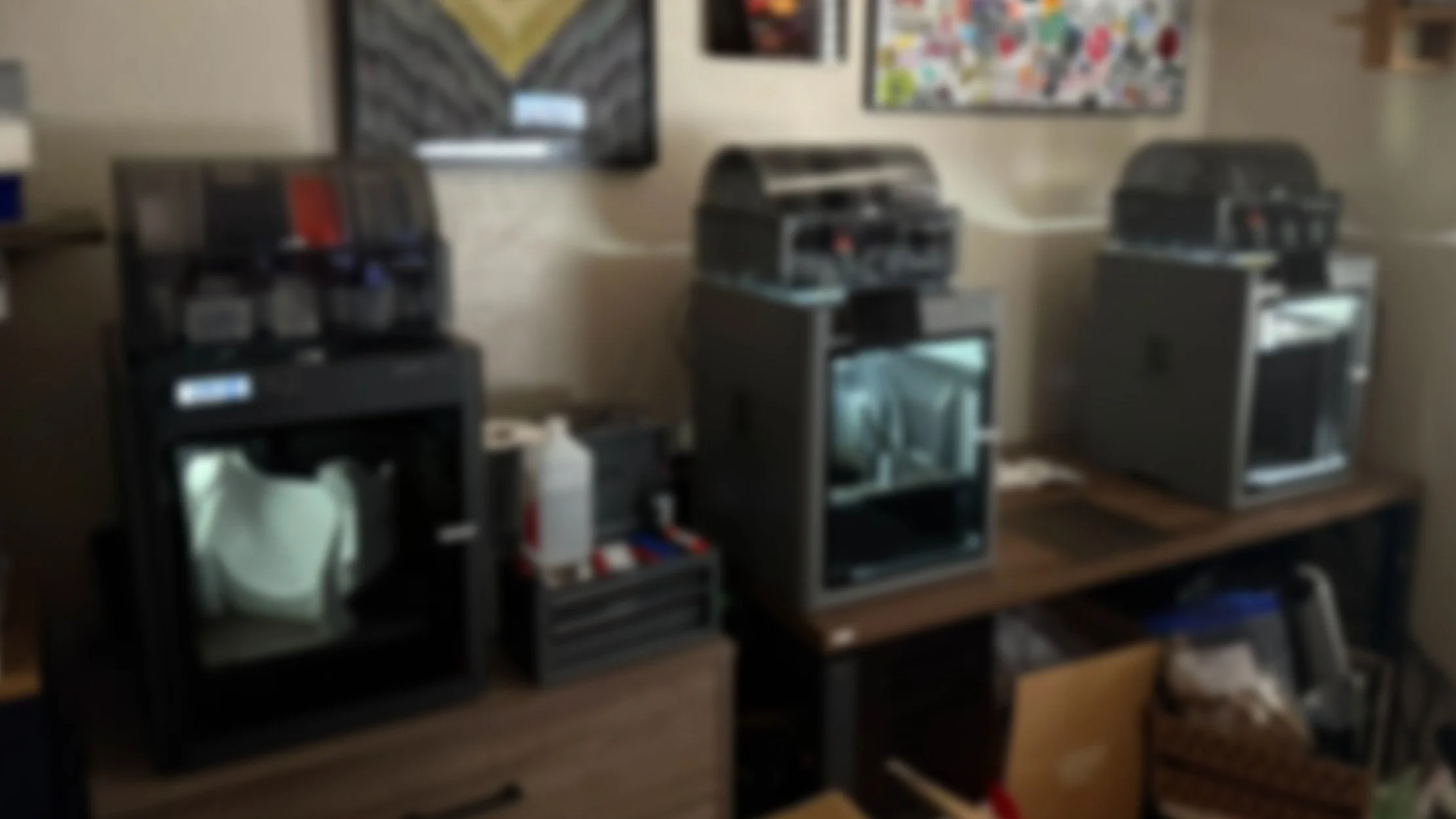3D printers on workbench in Gilbert AZ workshop