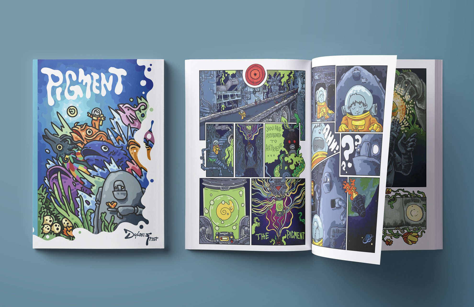 Pigment, Pages 1 & 2 2026. Digital Art (Adobe Illustrator) 