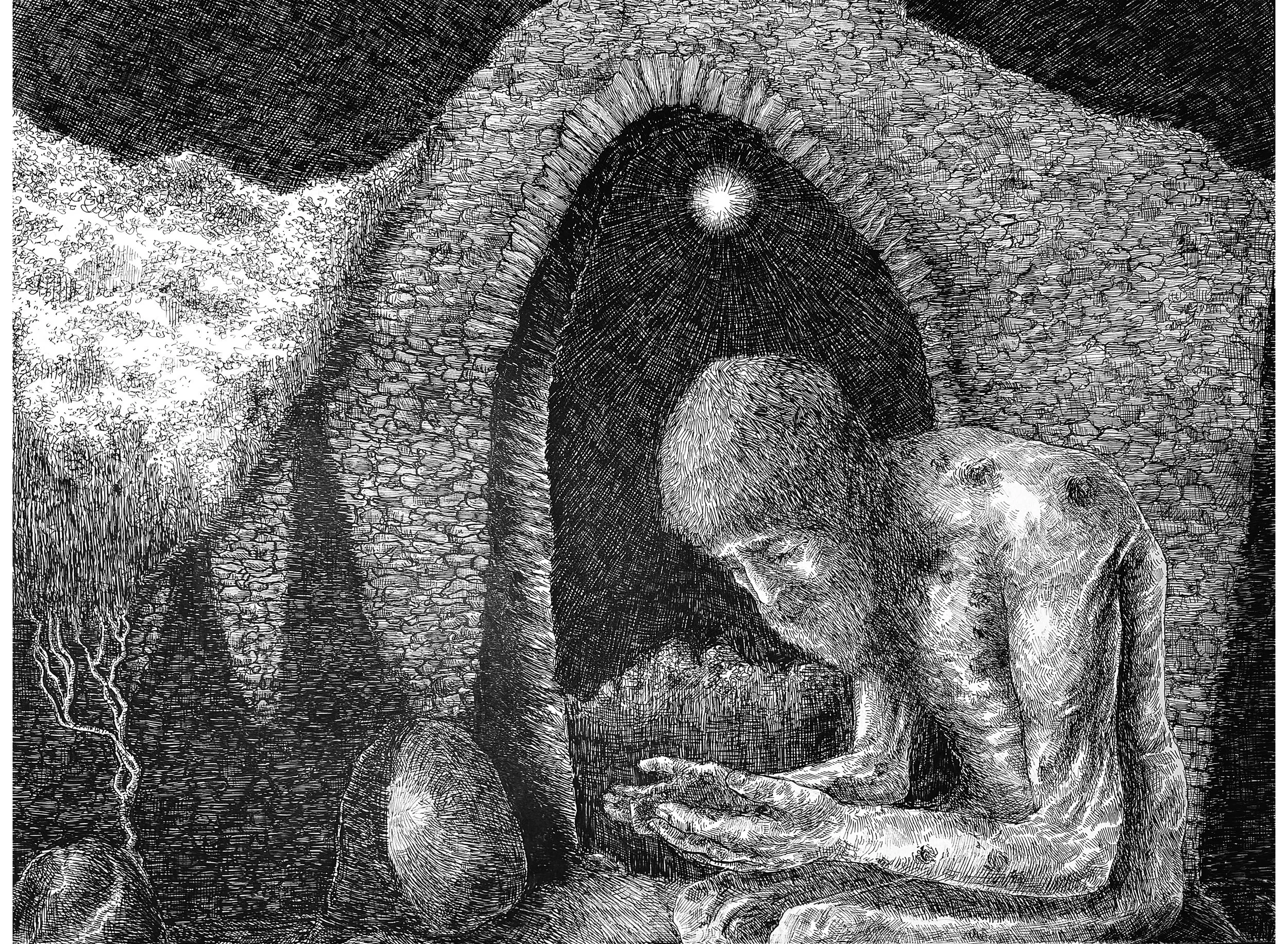 Job the Righteous, 2024. Pen on paper - 18 x 24 in