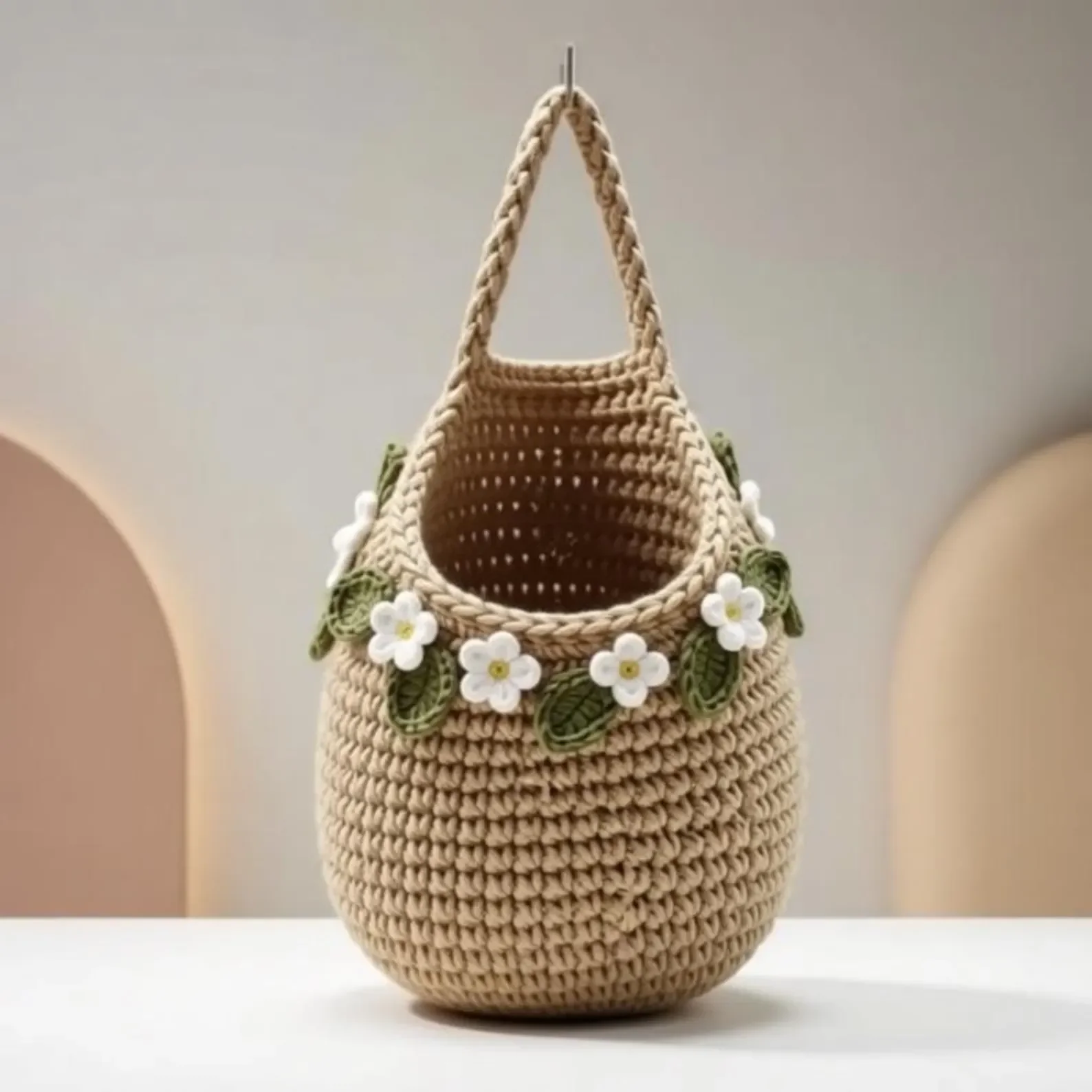 Crochet Hanging Wall Basket