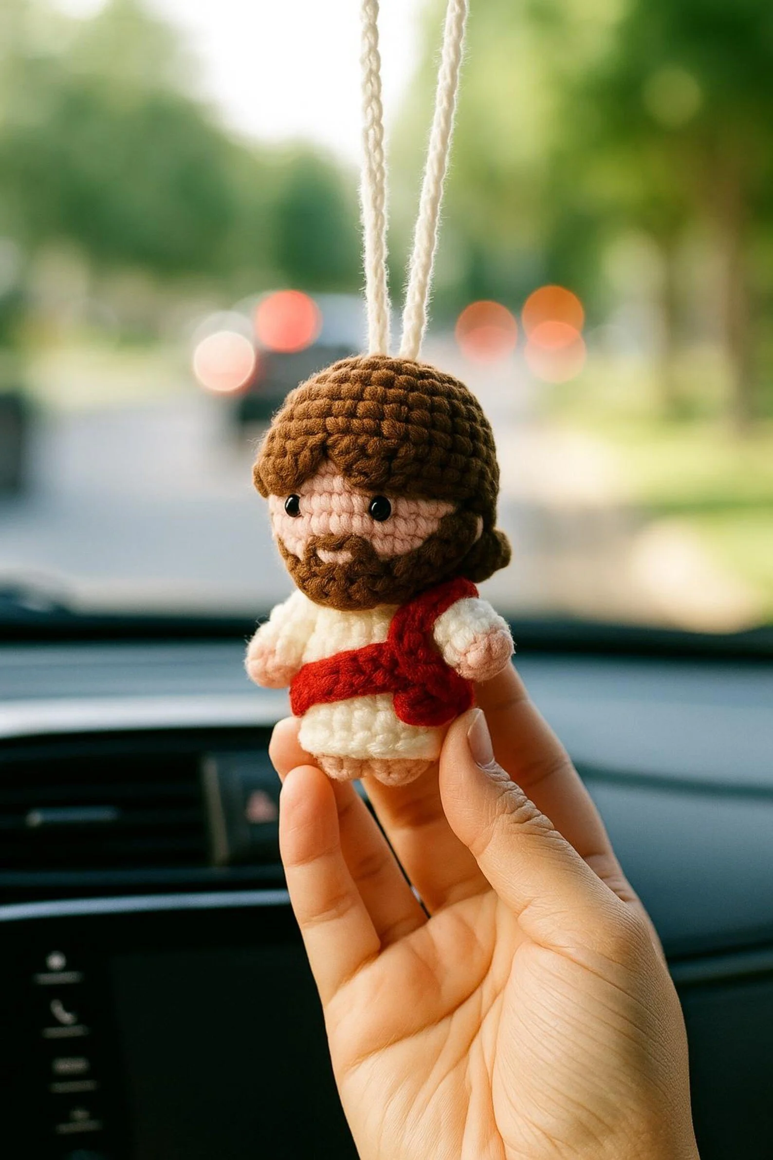 Crochet Jesus Car Charm