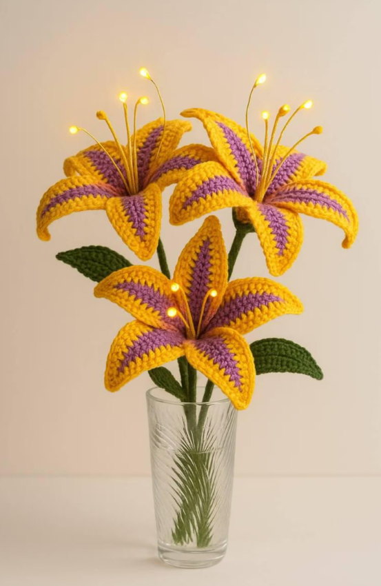 Crochet Lily Bouquet with LED Lights