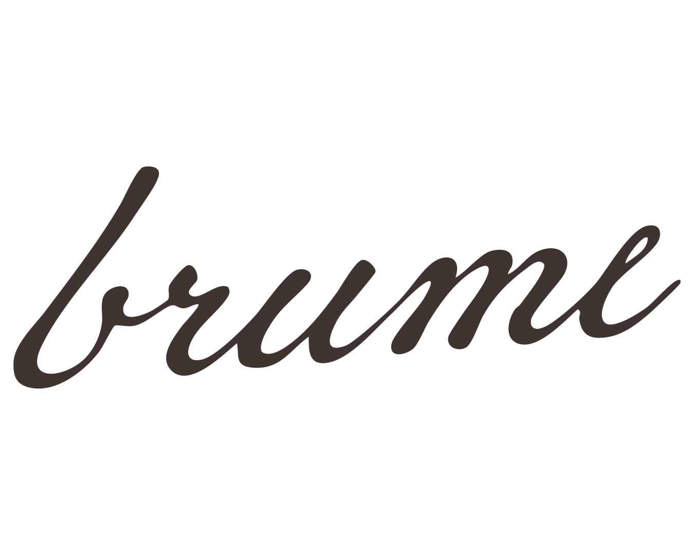 The word 'brume' written in cursive, brown script font on a white background.