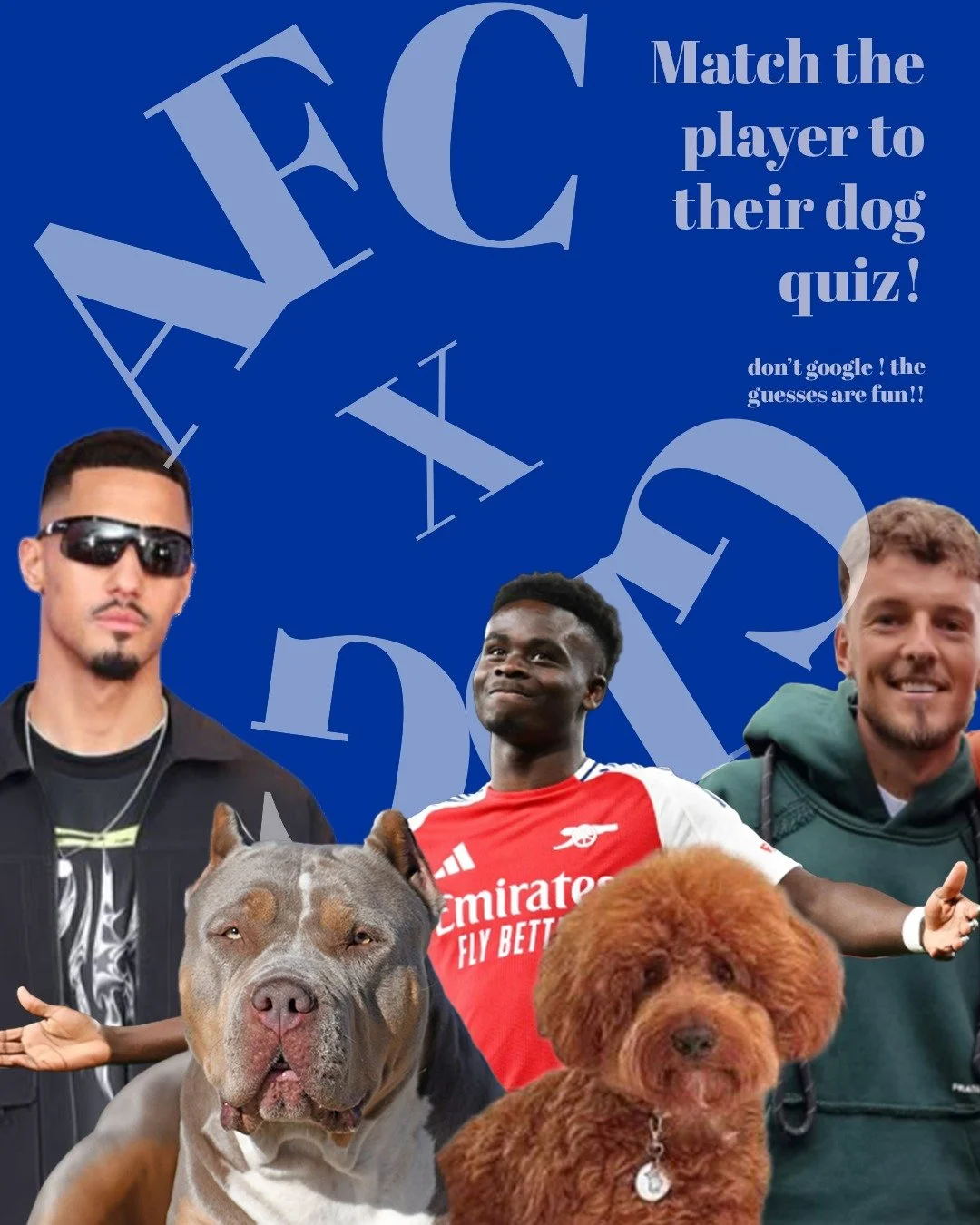 As GDG train SO often at the Emirates stadium.....I thought how about...a

GDG x AFC (completely unofficial) Match the Player to their Dog Quiz!

🐕💕🐕💕🐕💕🐕💕🐕💕🐕💕

Win merch AND a free training session! 

Rules on second slide!

Answers in th