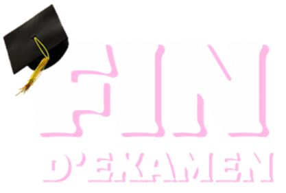 Text saying 'FIND' in large pink letters with a graduation cap in the top left corner and smaller pink text below reading 'D.E. XAMEN'.