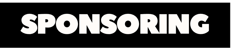 Close-up of white text reading 'SPONSORING' on a black background.
