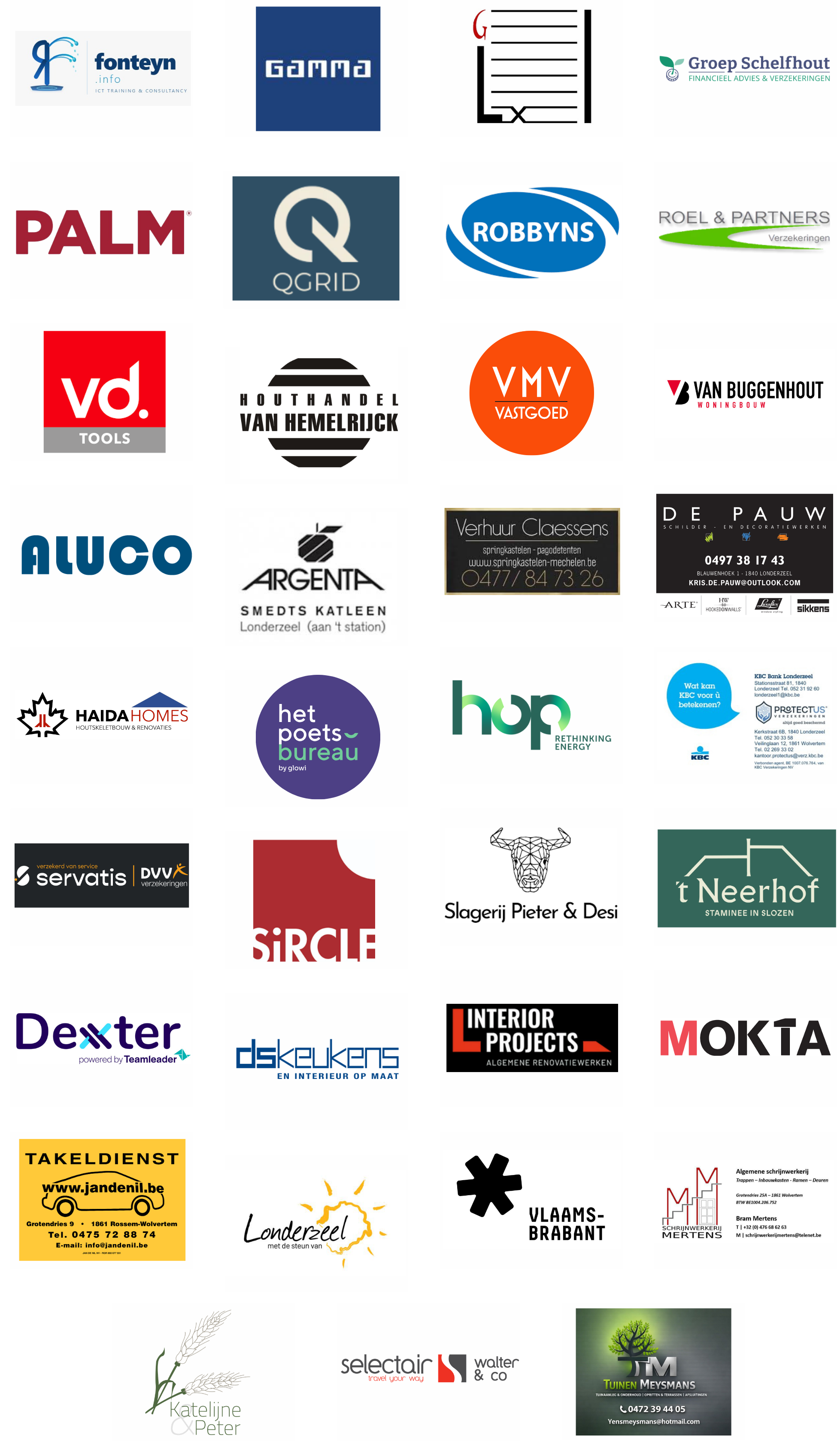 Collection of various business logos and advertisements for different companies and services.