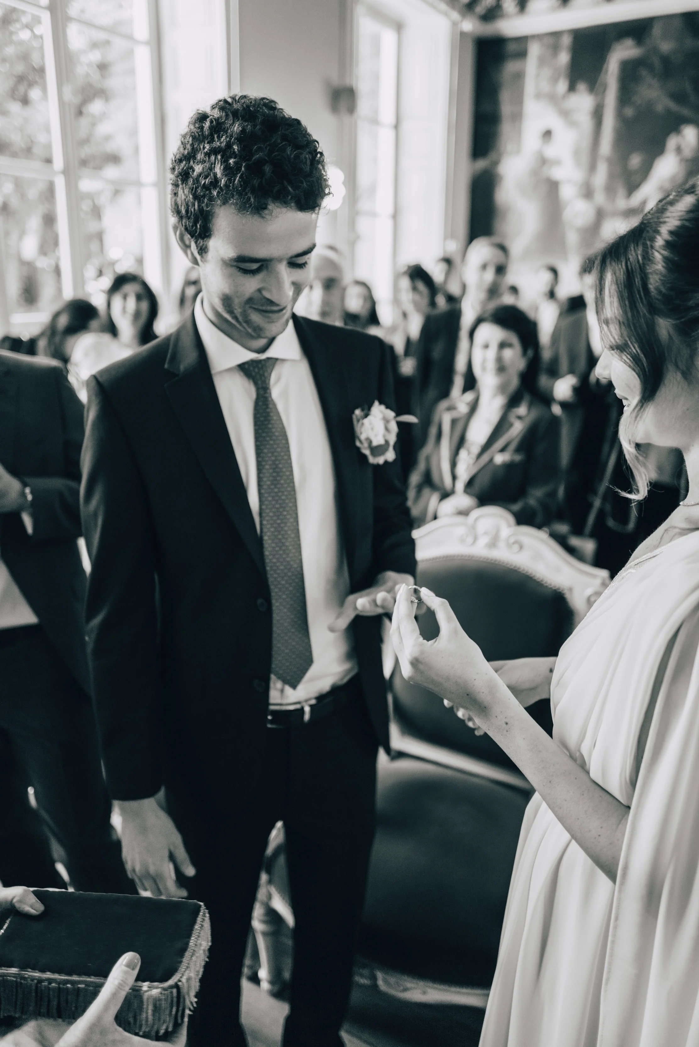 Photographie noir et blanc cérémonie de mariage