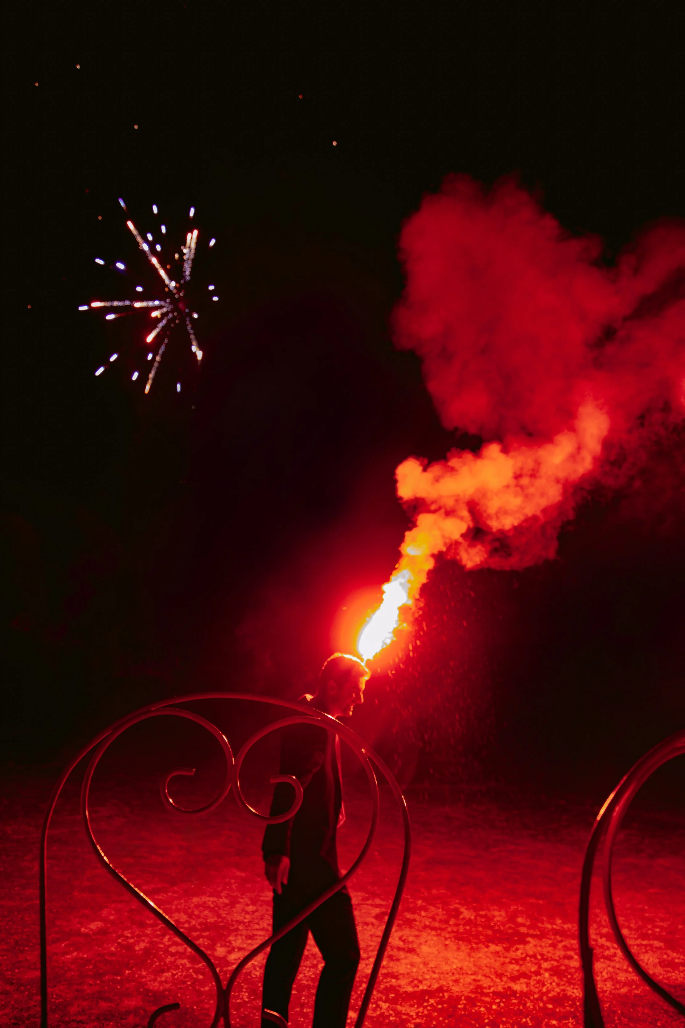 Feu d'artifice lors d'une soirée de mariage
