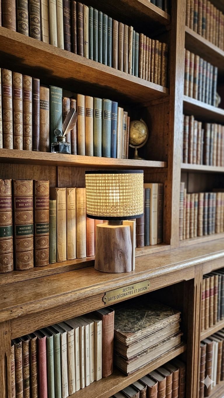 Lampe artisanale à poser, lampe de chevet, lampe de salon, lampe de bibliothèque, lampe de bureau. Ambiance cosy premium et chaleureuse.
