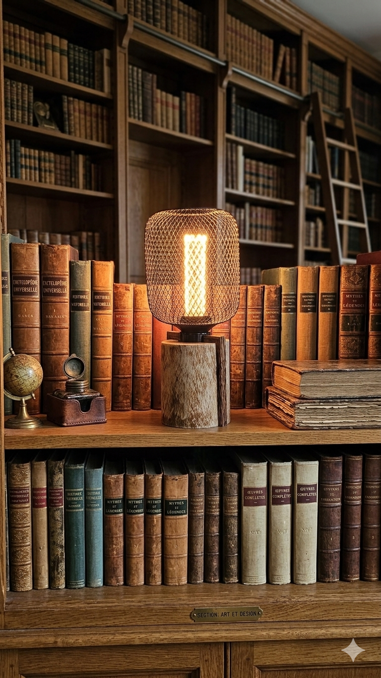 Lampe artisanale à poser, lampe de chevet, lampe de salon, lampe de bibliothèque, lampe de bureau. Ambiance cosy premium et chaleureuse.