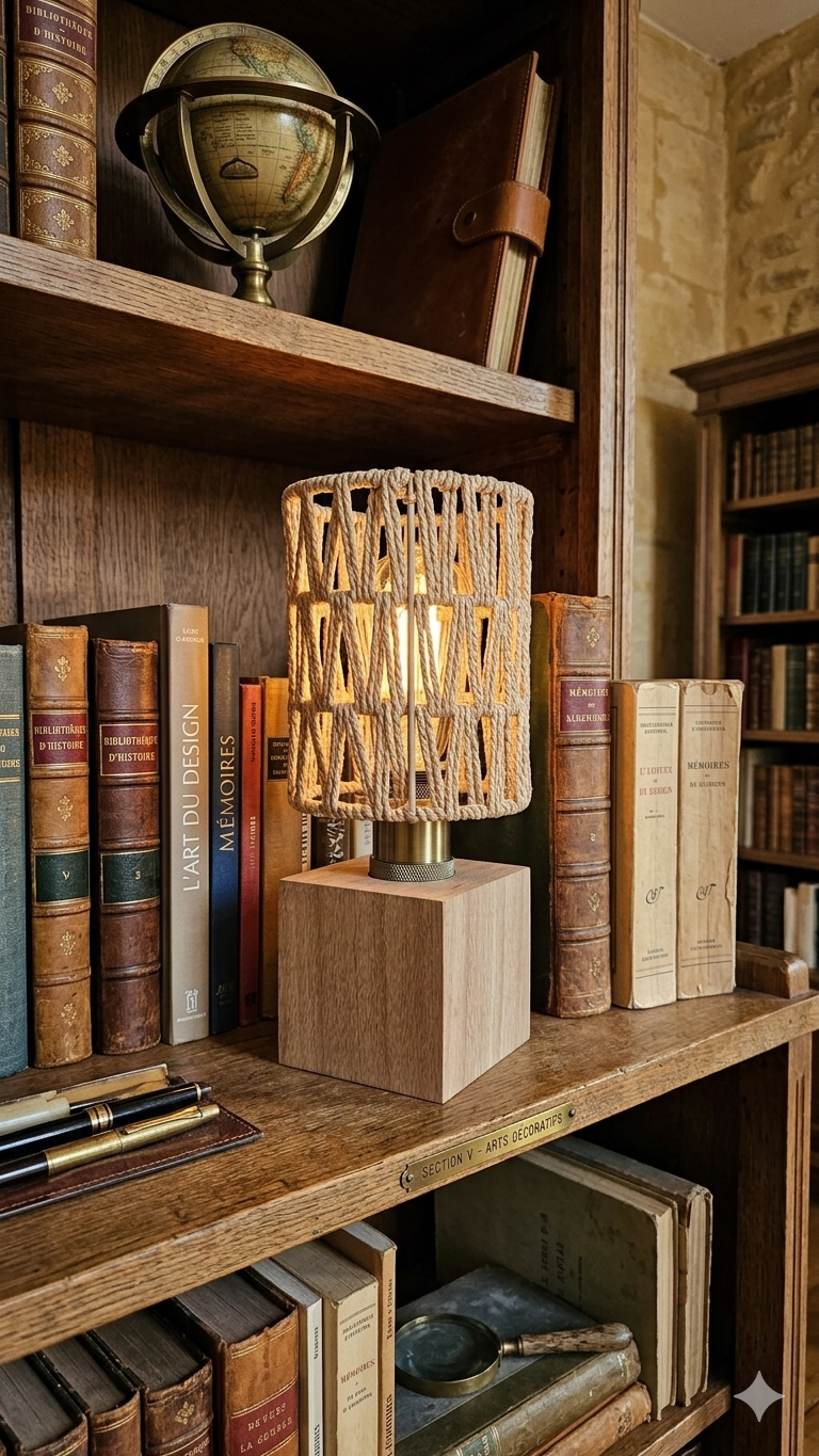 Lampe artisanale à poser, lampe de chevet, lampe de salon, lampe de bibliothèque, lampe de bureau. Ambiance cosy premium et chaleureuse.